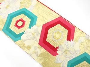 アンティーク　亀甲に花模様織り出し袋帯(材料)